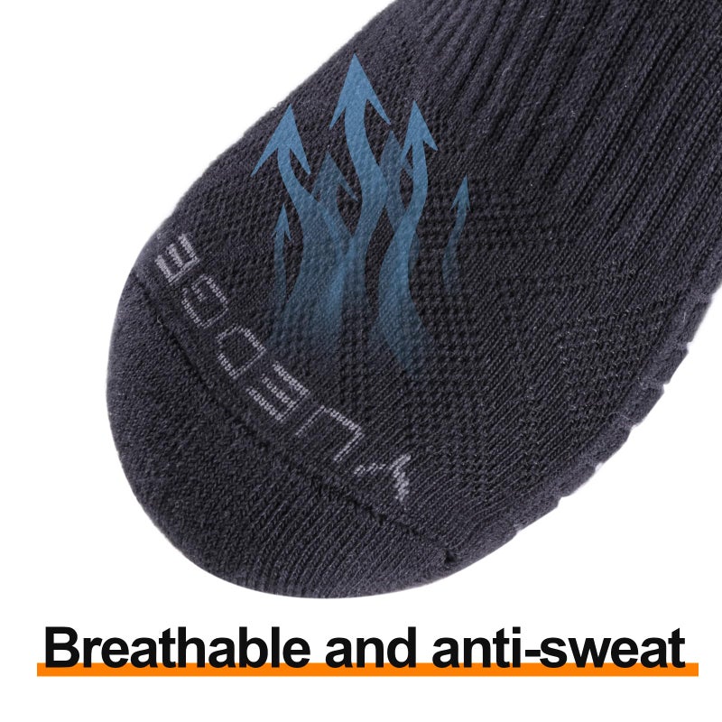 YUEDGE Mens Gym Tennis Training Athletic Socks Black Cotton Cushioned Crew Socks Moisture Wicking Mens Socks Padded Anti Blister Anti-Odor Work Sock for Men 10-13, 5 Pairs - Image 5